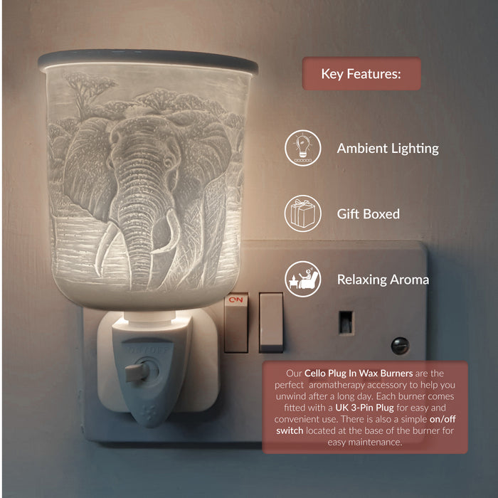 Cello - Porcelain Plug In Electric Melt Burner - Elephant