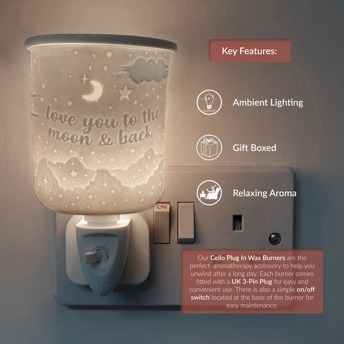 Cello - Porcelain Plug In Electric Melt Burner - Love You To The Moon & Back