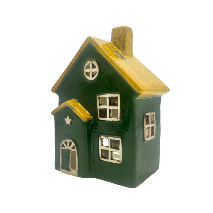 Cello - Seaside Lodge Tealight Burner - Green & Yellow