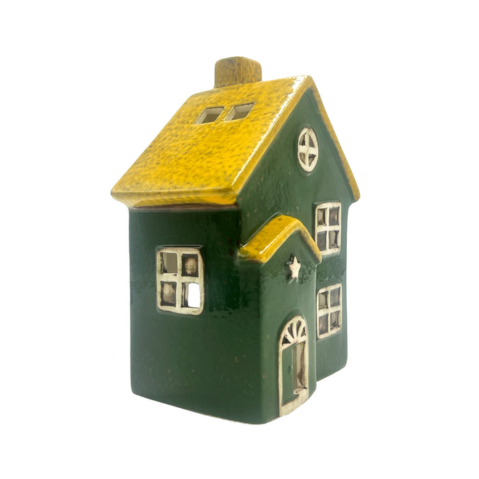 Cello - Seaside Lodge Tealight Burner - Green & Yellow