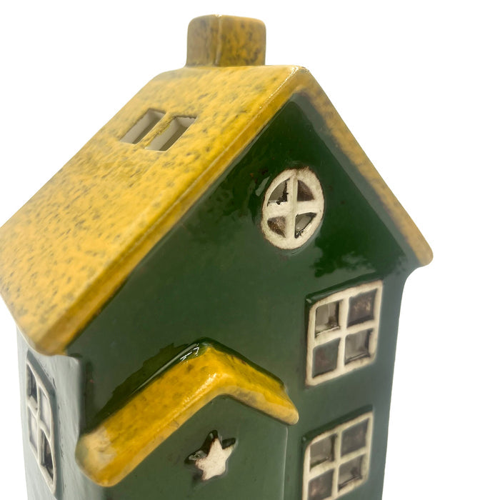 Cello - Seaside Lodge Tealight Burner - Green & Yellow