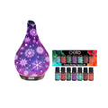 Cello - Snowflake 3D Art Glass Ultrasonic Diffuser Large with Harmony Mixology Oil Set 7PK