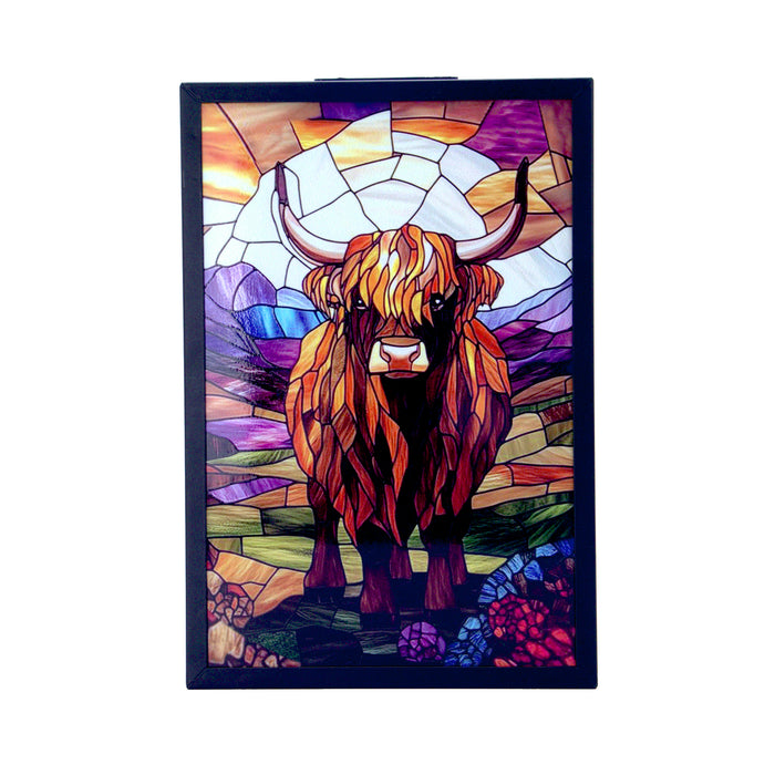 Cello - Solar Wall Art - Golden Highland Cow