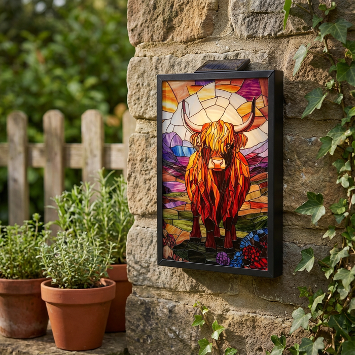 Cello - Solar Wall Art - Golden Highland Cow