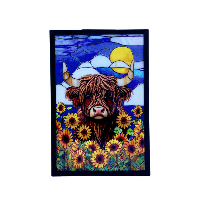 Cello - Solar Wall Art - Sunflower Highland Cow