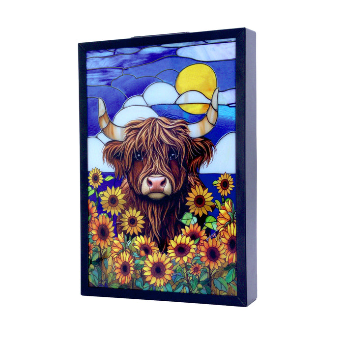 Cello - Solar Wall Art - Sunflower Highland Cow