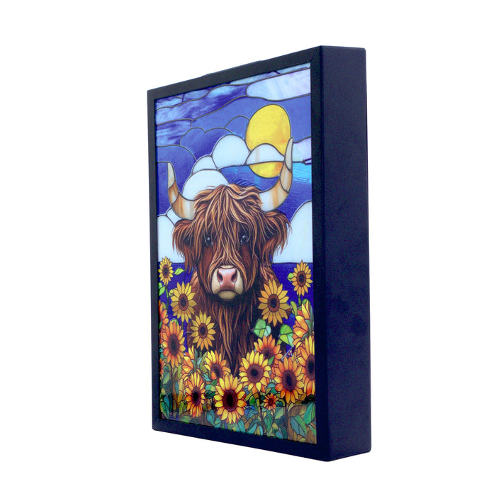 Cello - Solar Wall Art - Sunflower Highland Cow