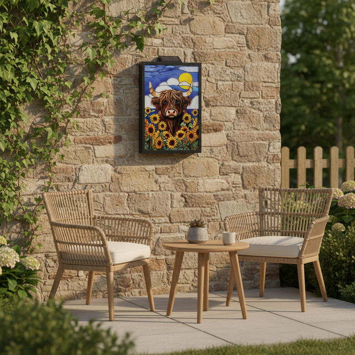 Cello - Solar Wall Art - Sunflower Highland Cow