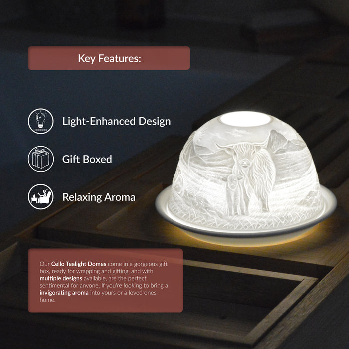 Cello - Tealight Dome - Highland Cow