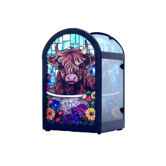 Cello - Tealight Holder - Floral Highland Cow (Arch Shape)