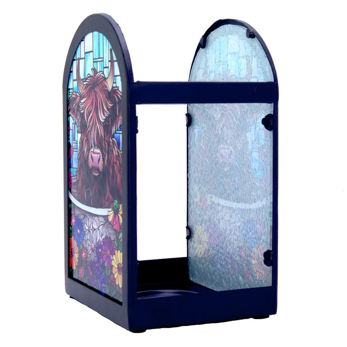 Cello - Tealight Holder - Floral Highland Cow (Arch Shape)