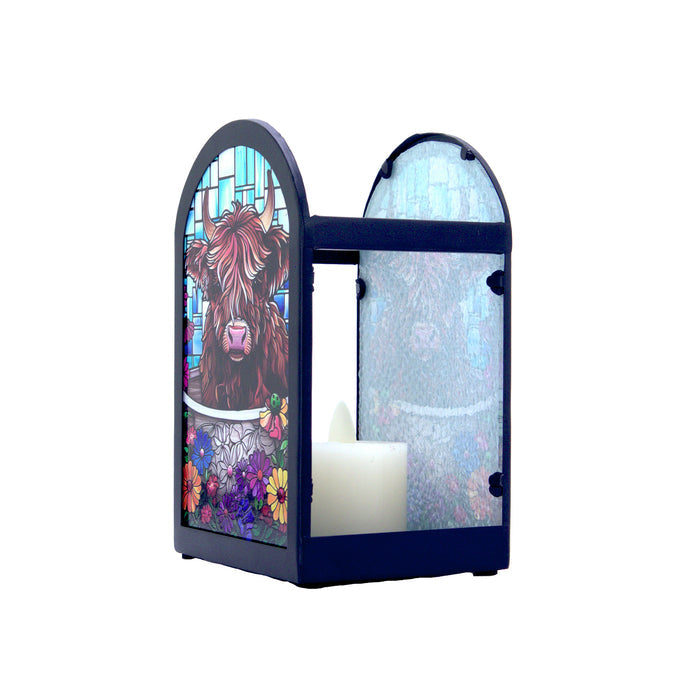 Cello - Tealight Holder - Floral Highland Cow (Arch Shape)