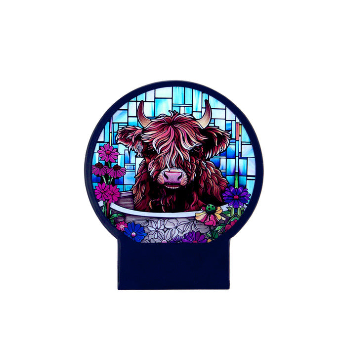 Cello - Tealight Holder - Floral Highland Cow (Circle Shape)