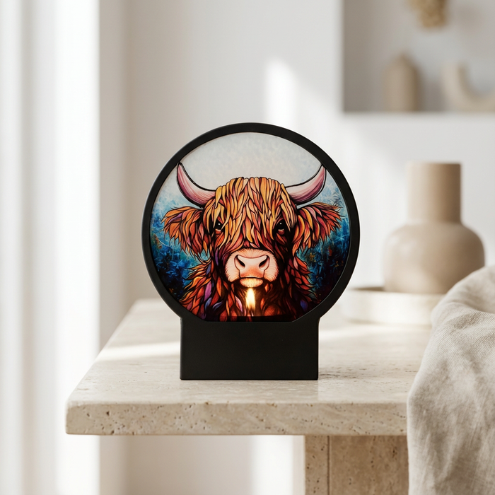Cello - Tealight Holder - Highland Cow (Circle Shape)