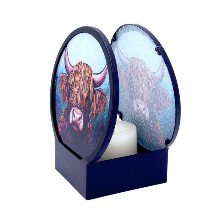 Cello - Tealight Holder - Highland Cow (Circle Shape)