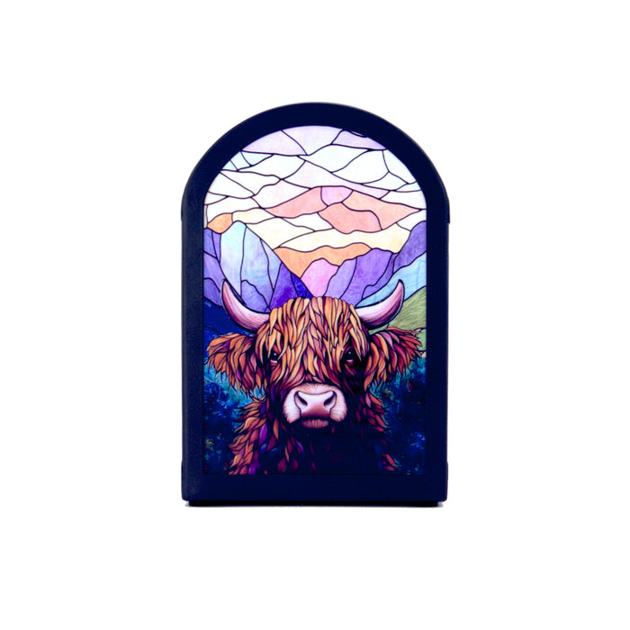 Cello - Tealight Holder - Sunrise Highland Cow (Arch Shape)