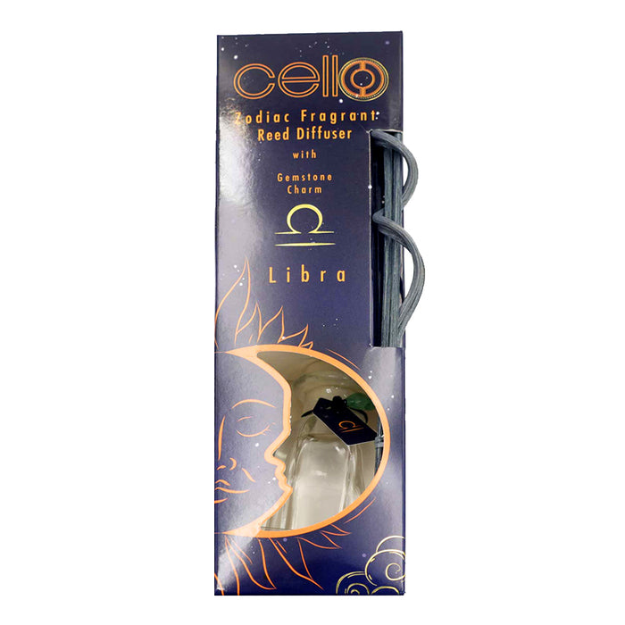 Cello - Zodiac Reed Diffuser 100ml - Libra with Aventurine Gem - Ephemeral Breeze