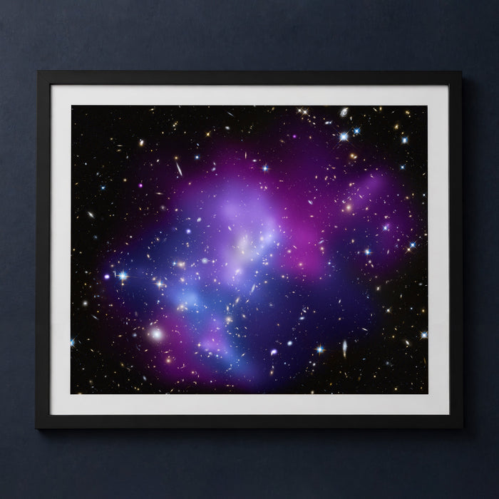 Framed print mockup — Colliding Galaxy Clusters