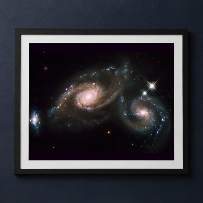 Framed print mockup — Colliding Triple Galaxies