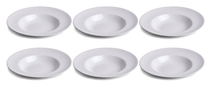 Cookinglife Diepe borden / Pastaborden - Porselein - Wit - ø 27 cm - 6 Stuks set image