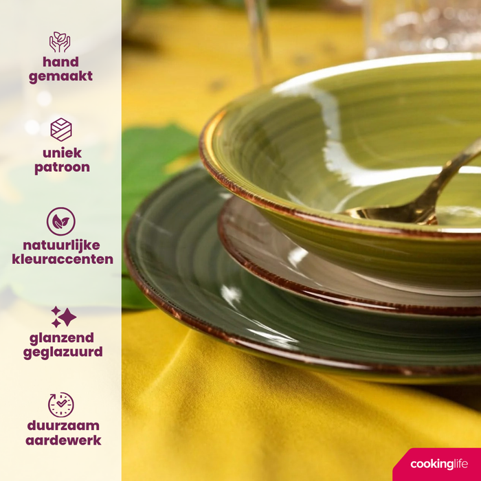 Cookinglife Diepe borden / Pastaborden Delice Groen ø 21 cm - 6 stuks