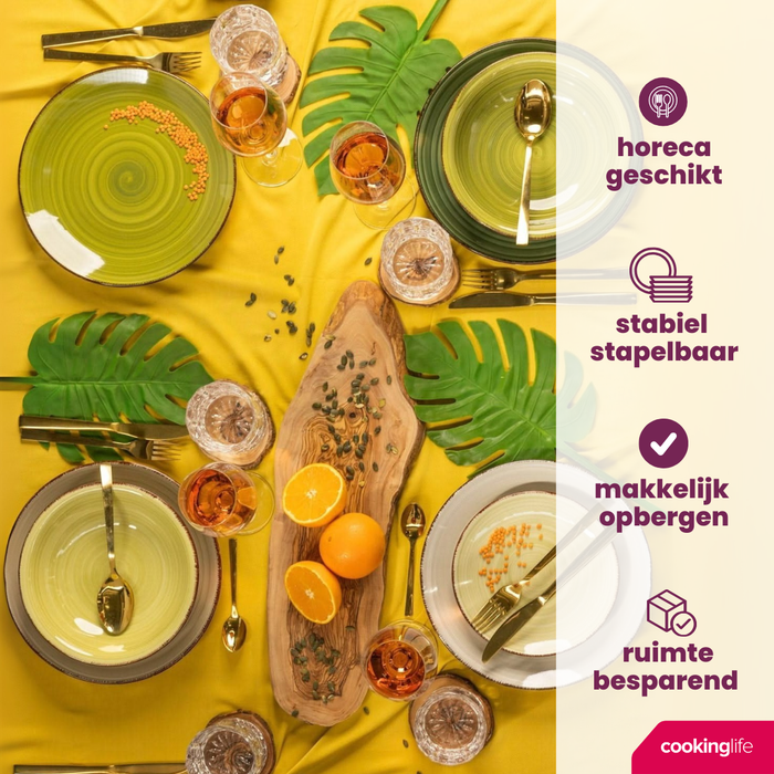 Cookinglife Diepe borden / Pastaborden Delice Groen ø 21 cm - 6 stuks