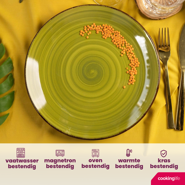 Cookinglife Dinerborden Delice Groen ø 26.5 cm - 6 stuks