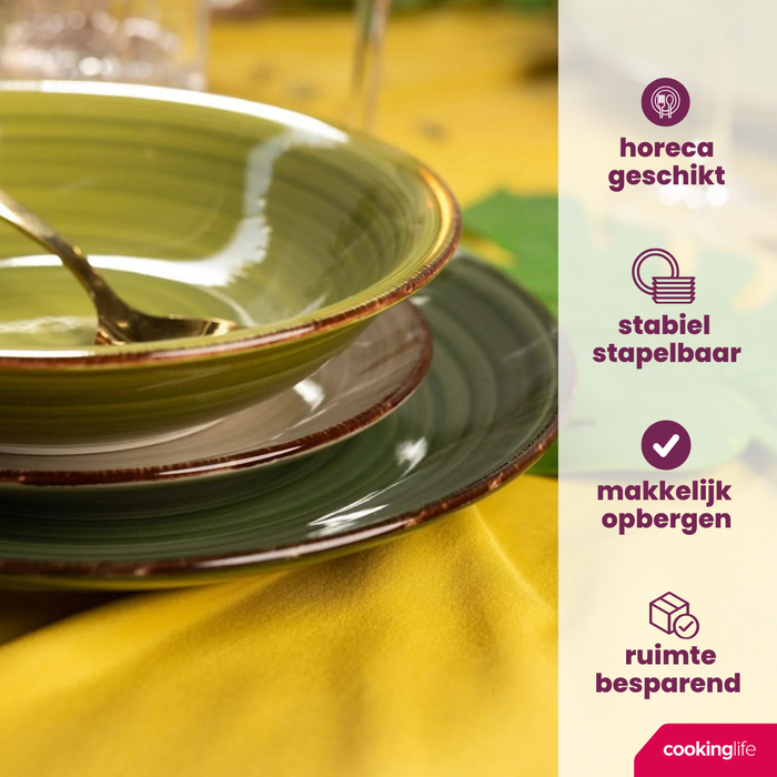 Cookinglife Dinerborden Delice Groen ø 26.5 cm - 6 stuks