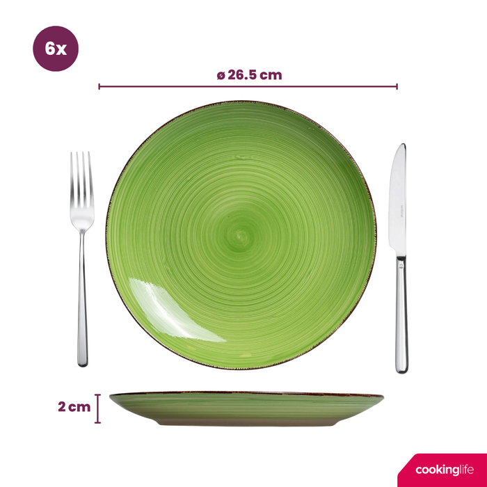 Cookinglife Dinerborden Delice Groen ø 26.5 cm - 6 stuks