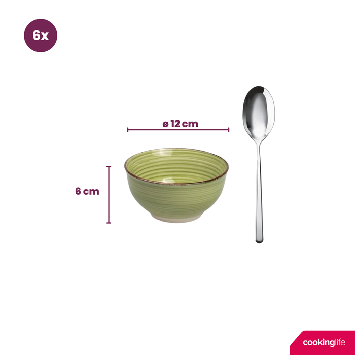 Cookinglife Kleine kommen Delice Groen ø 12 cm - 6 stuks