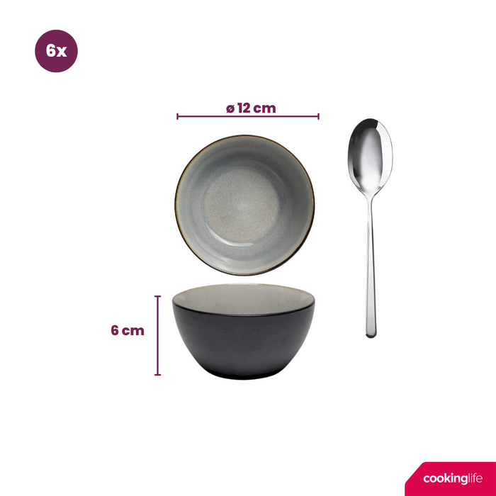 Cookinglife Kleine Kommen Nola Warm Grey ø 12 cm - 6 stuks