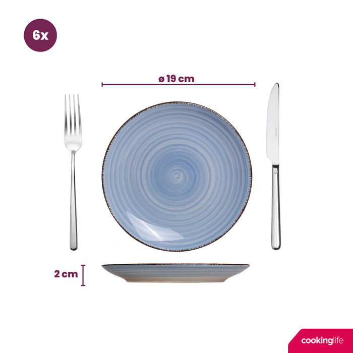 Cookinglife Ontbijtborden / Dessertborden Delice Blauw ø 19 cm - 6 stuks