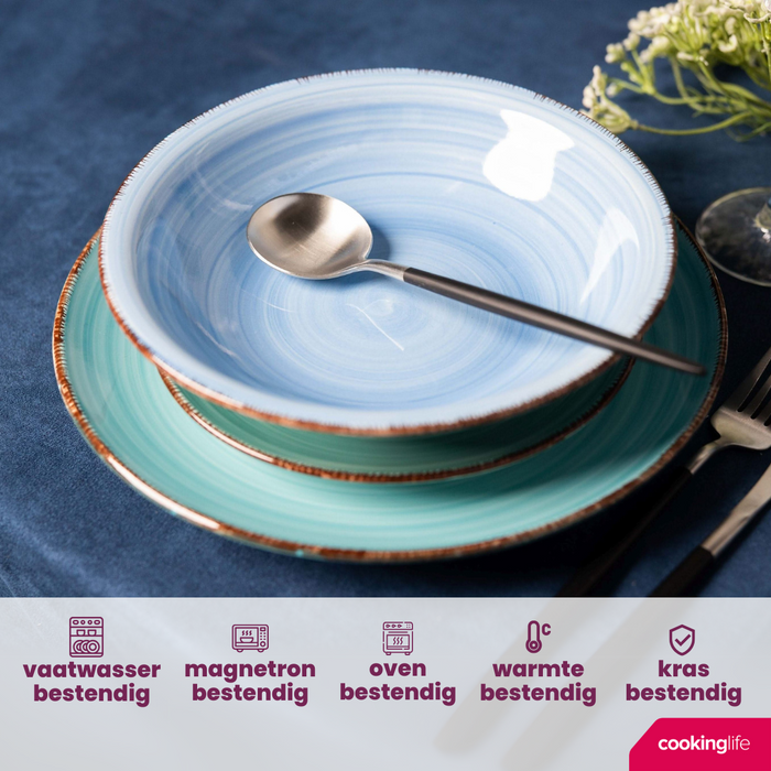 Cookinglife Pastaborden Delice Blauw ø 23 cm - 6 stuks