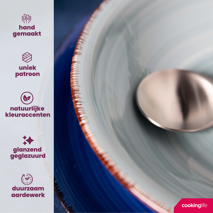 Cookinglife Pastaborden Delice Blauw ø 23 cm - 6 stuks