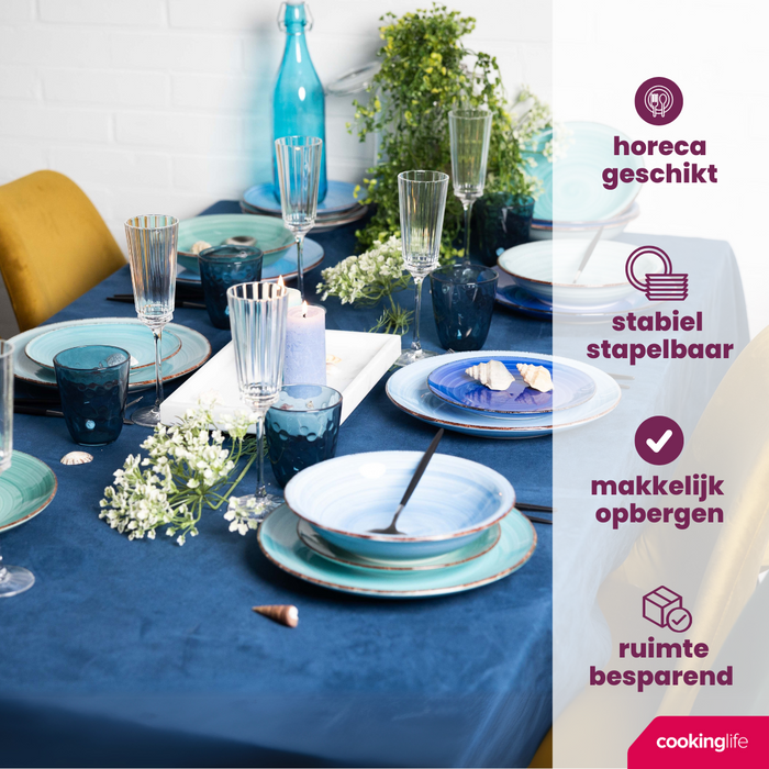 Cookinglife Pastaborden Delice Blauw ø 23 cm - 6 stuks