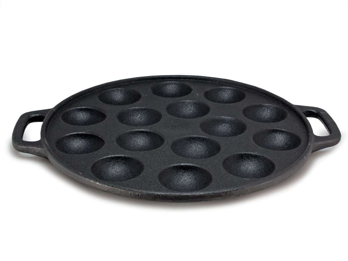Cookinglife Poffertjespan - Gietijzer - ø 24 cm - 15 poffertjes - zonder anti-aanbaklaag - geschikt voor alle warmtebronnen