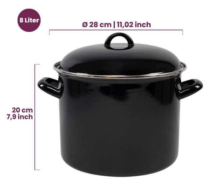 Cookinglife Soeppan - Emaille - Zwart - ø 24 cm / 8 liter - geëmailleerde anti-aanbaklaag