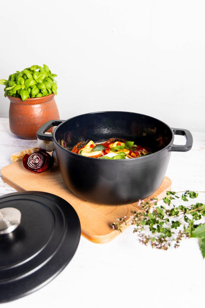 Cosy & Trendy Braadpan met deksel Fontestic Gietijzer Black Ø 20 cm / 2.7 Liter - geëmailleerde anti-aanbaklaag
