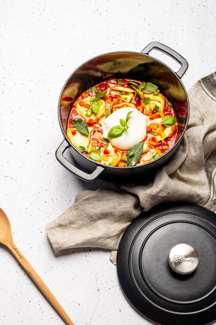 Cosy & Trendy Braadpan met deksel Fontestic Gietijzer Black Ø 20 cm / 2.7 Liter - geëmailleerde anti-aanbaklaag