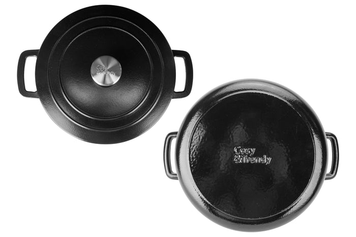 Cosy & Trendy Braadpan met deksel Fontestic Gietijzer Black Ø 28 cm / 6.8 Liter - geëmailleerde anti-aanbaklaag
