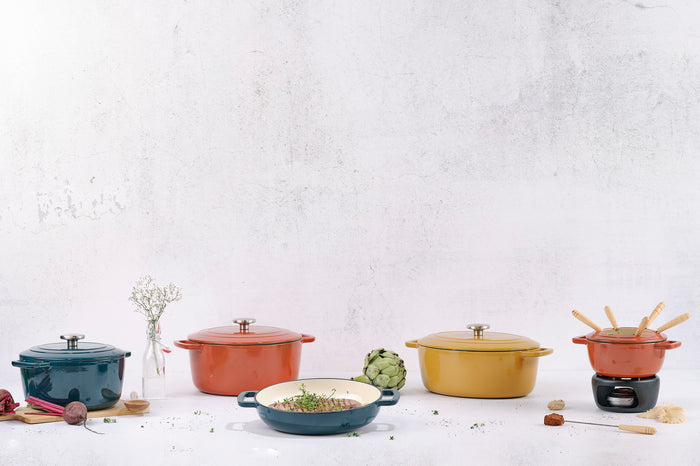 Cosy & Trendy Braadpan met deksel Fontestic Gietijzer Green Heron Ovaal - 31 x 24 cm / 6 Liter - geëmailleerde anti-aanbaklaag