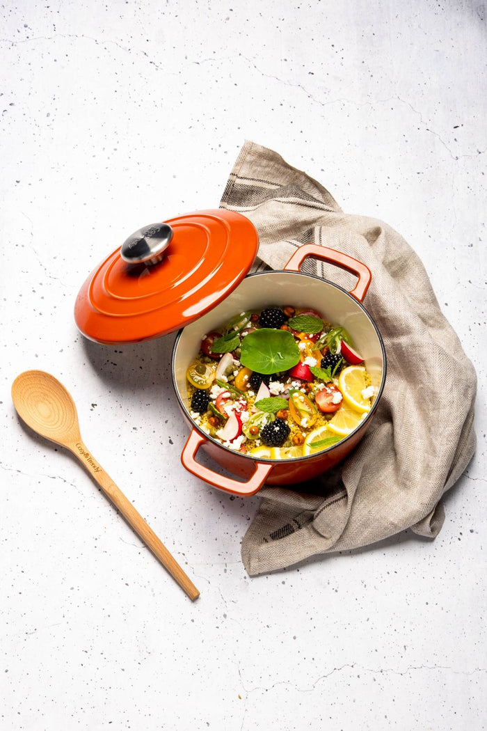 Cosy & Trendy Braadpan met deksel Fontestic Gietijzer Roest Ø 20 cm / 2.7 Liter - geëmailleerde anti-aanbaklaag