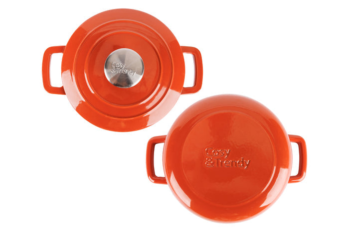 Cosy & Trendy Braadpan met deksel Fontestic Gietijzer Roest Ø 20 cm / 2.7 Liter - geëmailleerde anti-aanbaklaag