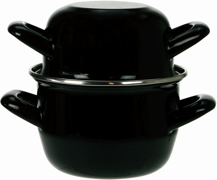 Cosy & Trendy Mosselpan - Emaille - Inductie geschikt - Zwart - ø 24 cm / 4 liter - geëmailleerde anti-aanbaklaag