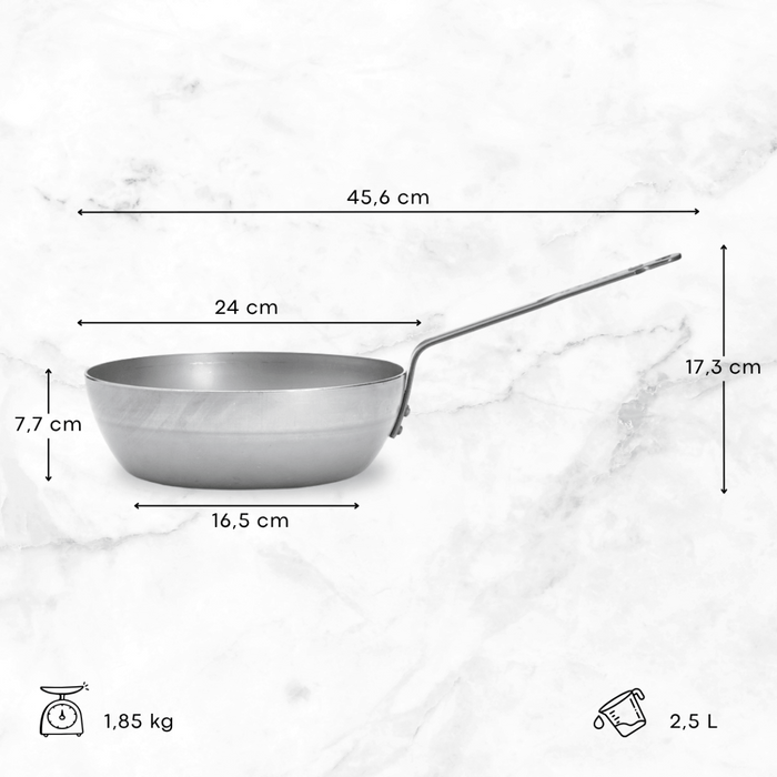De Buyer Hapjespan / Sauteuse Mineral B Element - ø 24 cm / 2.5 liter - zonder anti-aanbaklaag
