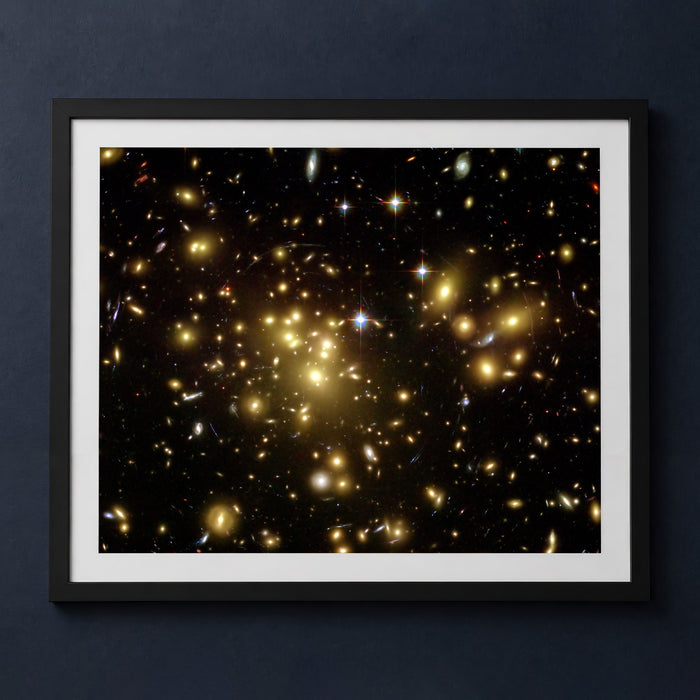 Framed print mockup — Deep Field Galaxy Cluster