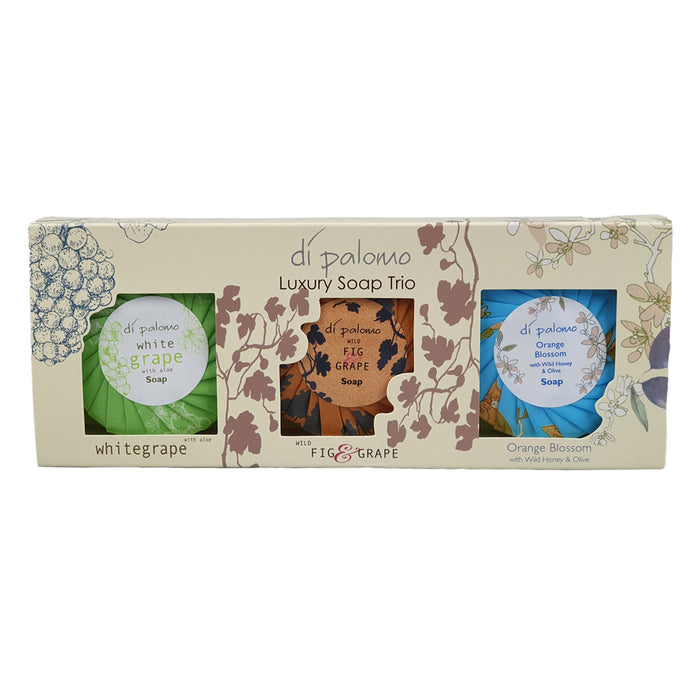 All of our luxury soaps in a triple gift pack! They come packed with natural moisturizers such as shea butter along with our three core Italian fragrances to create truly luxurious cleansing bars.