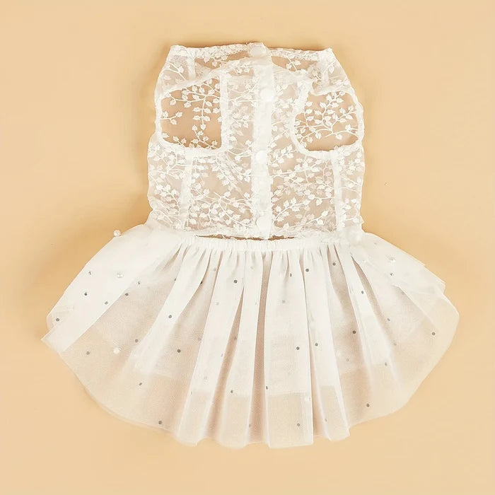 Dog Wedding Party Suit Summer Mesh Dress Suitable For Cats And Dogs