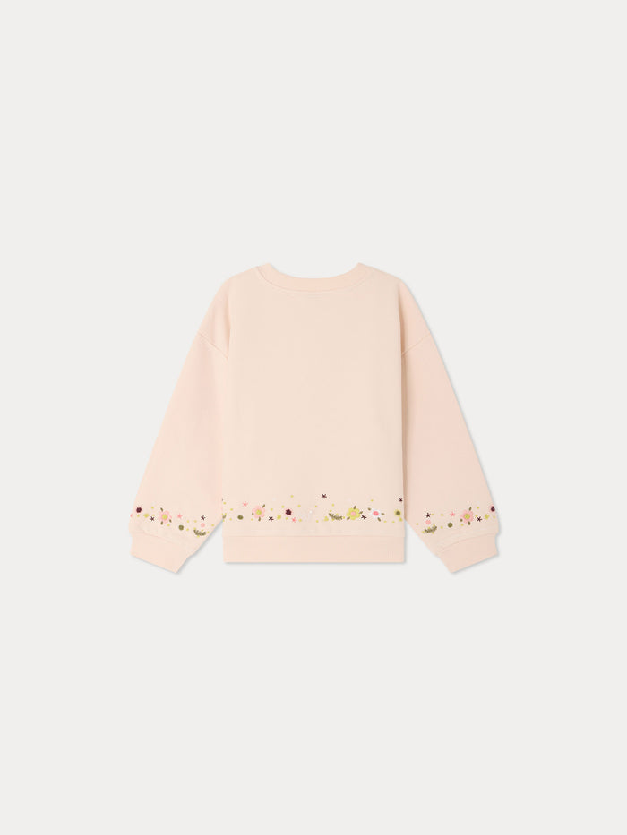 Bonpoint - Dolores sweatshirt with hand-embroidered flowers in organic cotton - view 2