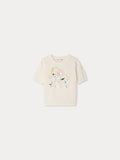 Bonpoint - Elvira jacquard sweater with hand-embroidered flowers in organic cotton and cashmere - view 1